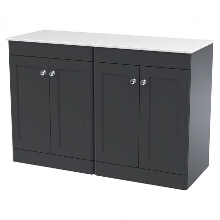 Classique 1200mm Freestanding 4 Door Vanity with Marble Top - Soft Black