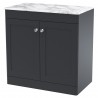 Classique 800mm Freestanding 2 Door Vanity with Marble Top - Soft Black