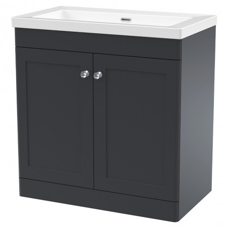 Classique 800mm Freestanding 2 Door Vanity with Basin - 0 Tap Hole - Soft Black