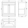 Classique 800mm Freestanding 2 Door Vanity with Basin - 1 Tap Hole - Soft Black - Technical Drawing