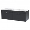 Classique 1200mm Wall Hung 2 Drawer Vanity with Marble Top - Soft Black