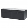 Classique 1200mm Wall Hung 2 Drawer Vanity with Marble Top - Soft Black