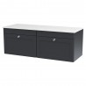 Classique 1200mm Wall Hung 2 Drawer Vanity with Marble Top - Soft Black