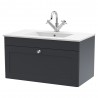 Classique 800mm Wall Hung 2 Door Vanity with Basin - 1 Tap Hole - Soft Black