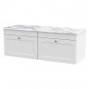 Classique 1200mm Wall Hung 2 Drawer Vanity with Marble Top - Satin White