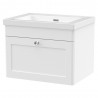 Classique 600mm Wall Hung 1 Drawer Vanity with Basin - 0 Tap Hole - Satin White