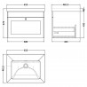 Classique 600mm Wall Hung 1 Drawer Vanity with Basin - 0 Tap Hole - Satin White - Technical Drawing