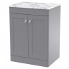 Classique 600mm Freestanding 2 Door Vanity with Marble Top - Satin Grey