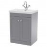 Classique 600mm Freestanding 2 Door Vanity with Basin - 1 Tap Hole - Satin Grey