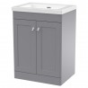 Classique 600mm Freestanding 2 Door Vanity with Basin - 0 Tap Hole - Satin Grey