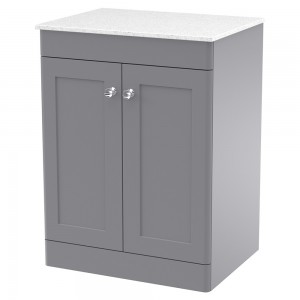 Classique 600mm Freestanding 2 Door Vanity with Marble Top - Satin Grey