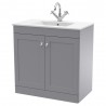 Classique 800mm Freestanding 2 Door Vanity with Basin - 1 Tap Hole - Satin Grey