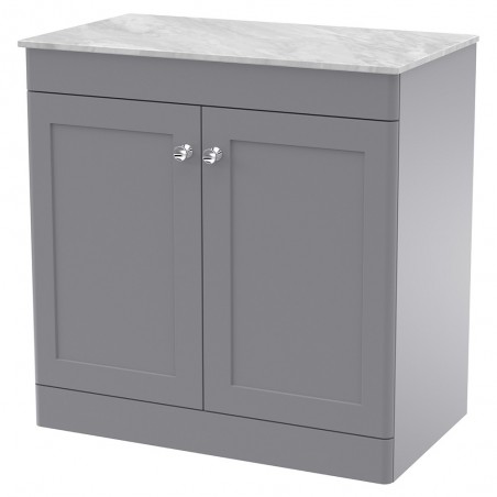 Classique 800mm Freestanding 2 Door Vanity with Marble Top - Satin Grey