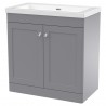 Classique 800mm Freestanding 2 Door Vanity with Basin - 0 Tap Hole - Satin Grey