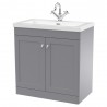 Classique 800mm Freestanding 2 Door Vanity with Basin - 1 Tap Hole - Satin Grey