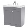 Classique 800mm Freestanding 2 Door Vanity with Basin - 3 Tap Hole - Satin Grey