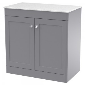 Classique 800mm Freestanding 2 Door Vanity with Marble Top - Satin Grey