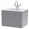 Classique 600mm Wall Hung 1 Drawer Vanity with Basin - 1 Tap Hole - Satin Grey