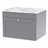 Classique 600mm Wall Hung 1 Drawer Vanity with Marble Top - Satin Grey