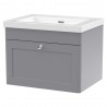 Classique 600mm Wall Hung 1 Drawer Vanity with Basin - 0 Tap Hole - Satin Grey