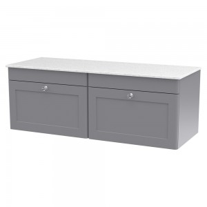 Classique 1200mm Wall Hung 2 Drawer Vanity with Marble Top - Satin Grey