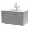 Classique 800mm Wall Hung 2 Door Vanity with Basin - 1 Tap Hole - Satin Grey