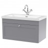 Classique 800mm Wall Hung 2 Door Vanity with Basin - 1 Tap Hole - Satin Grey