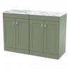 Classique 1200mm Freestanding 4 Door Vanity with Marble Top - Satin Green