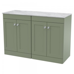 Classique 1200mm Freestanding 4 Door Vanity with Marble Top - Satin Green