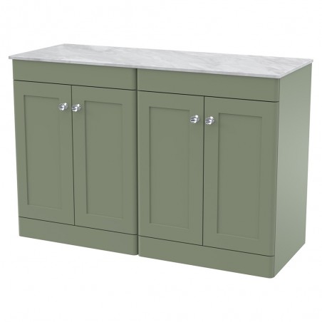 Classique 1200mm Freestanding 4 Door Vanity with Marble Top - Satin Green