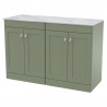 Classique 1200mm Freestanding 4 Door Vanity with Marble Top - Satin Green