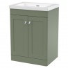 Classique 600mm Freestanding 2 Door Vanity with Basin - 0 Tap Hole - Satin Green