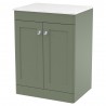 Classique 600mm Freestanding 2 Door Vanity with Marble Top - Satin Green