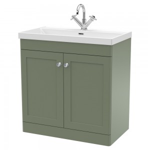 Classique 800mm Freestanding 2 Door Vanity with Basin - 1 Tap Hole - Satin Green