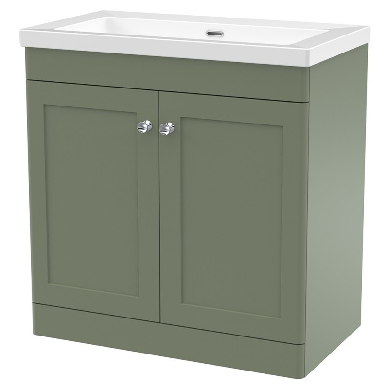 Classique 800mm Freestanding 2 Door Vanity with Basin - 0 Tap Hole - Satin Green