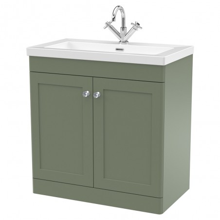 Classique 800mm Freestanding 2 Door Vanity with Basin - 1 Tap Hole - Satin Green