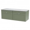 Classique 1200mm Wall Hung 2 Drawer Vanity with Marble Top - Satin Green