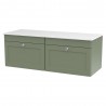 Classique 1200mm Wall Hung 2 Drawer Vanity with Marble Top - Satin Green