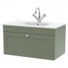 Classique 800mm Wall Hung 2 Door Vanity with Basin - 1 Tap Hole - Satin Green