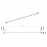 Brushed Pewter Wetroom Screen Support Bar - Technical Drawing