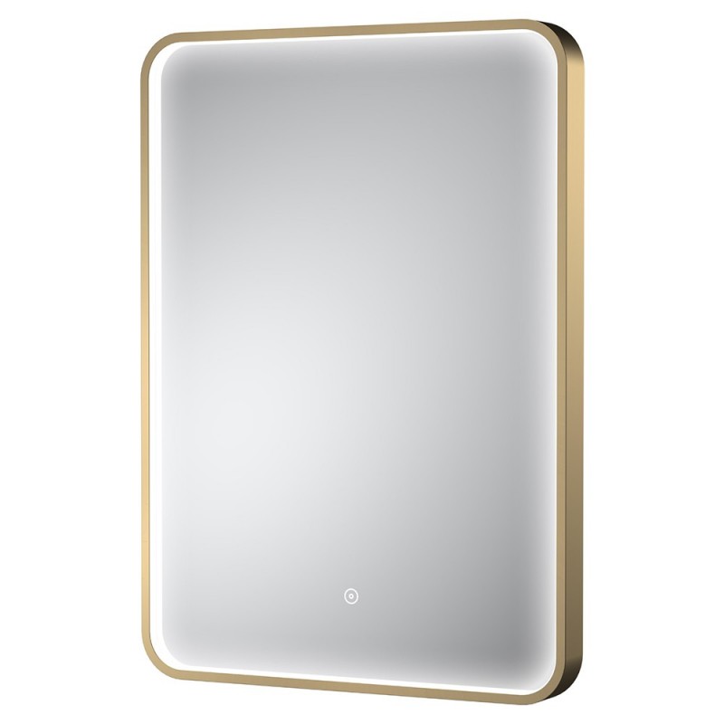 Pictor Brushed Brass Frame LED Mirror - 700 x 500mm