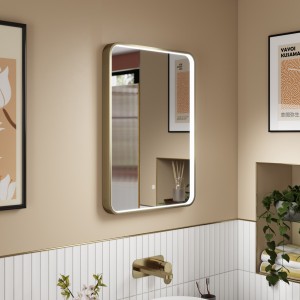 Pictor Inset Frame LED Mirror - 700 x 500mm - Brushed Brass