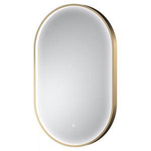 Columba Brushed Brass Frame LED Mirror - 800 x 500mm