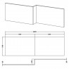 1700mm Square Shower Bath Side Panel Waterproof - Gloss White - Technical Drawing