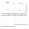 1800mm Square Shower Bath Side Panel Waterproof - Gloss White - Technical Drawing