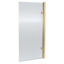 Brushed Brass Fluted Bath Screen 830mm(w) x 1520mm(h) - 8mm Glass