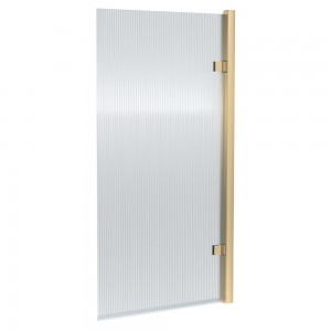 Brushed Brass Fluted Bath Screen 830mm(w) x 1520mm(h) - 8mm Glass