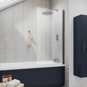 Square Bath Screen - 6mm - Brushed Pewter