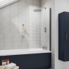 Brushed Pewter Square Bath Screen 790mm(w) x 1430mm(h) - 6mm Glass - Insitu