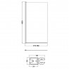 Brushed Pewter Square Bath Screen 790mm(w) x 1430mm(h) - 6mm Glass - Technical Drawing